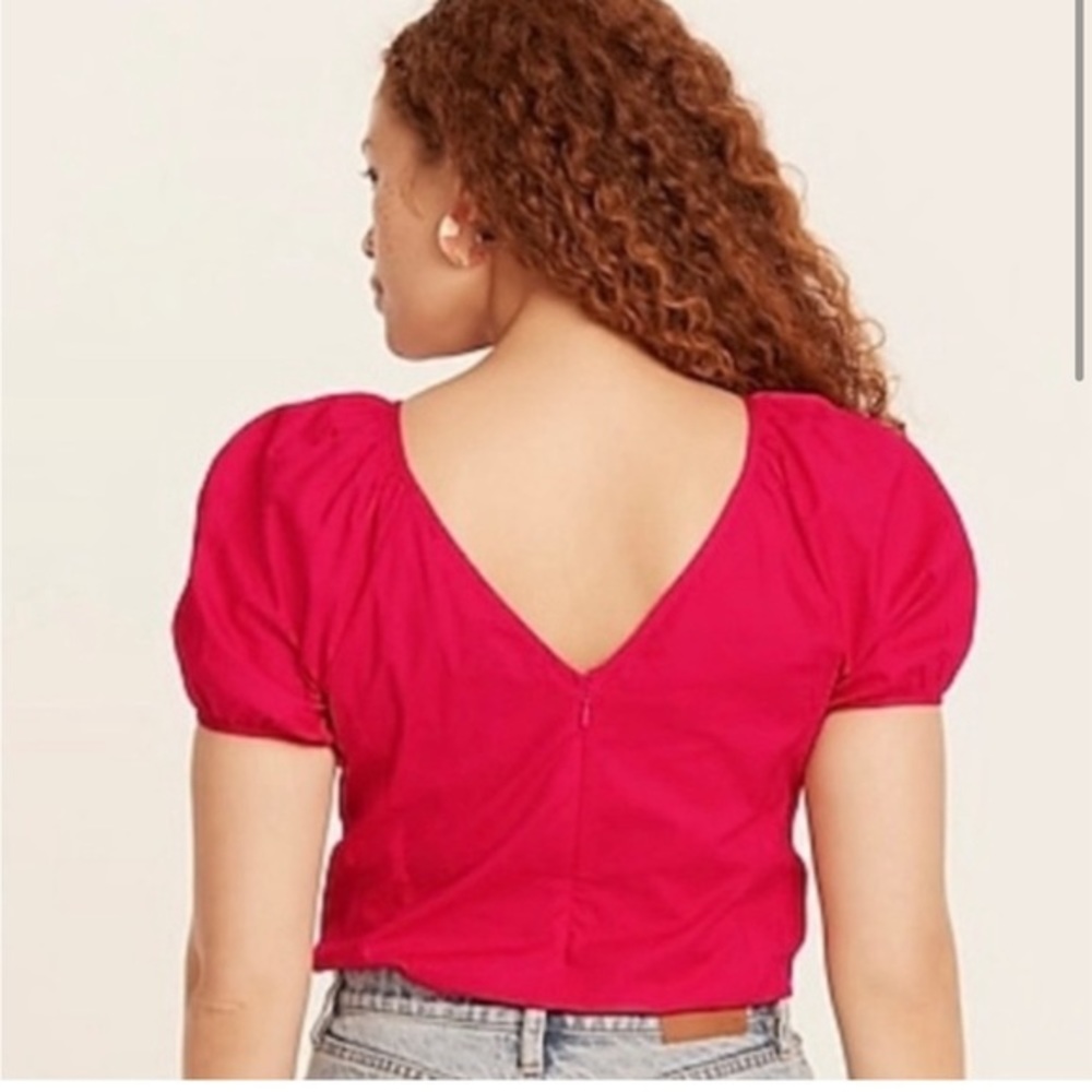 J.Crew V-back Puff-Sleeve‎ Stretch Cotton Poplin Size 6